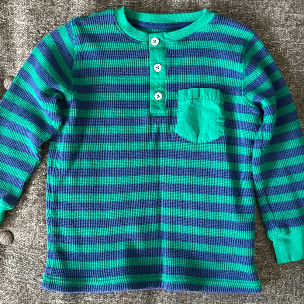 Mini Boden Striped Green and Blue Shirt